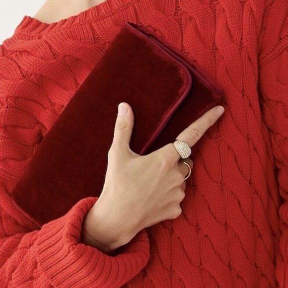 Red Velvet J. Crew Convertible Clutch Holiday Bag - Picture 4 of 4